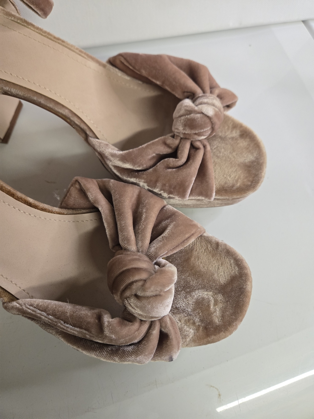 H&M Taupe Velvet Knot Platform Sandals - Picture 4 of 11